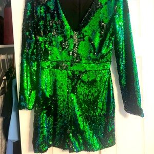 Sequin long sleeve romper